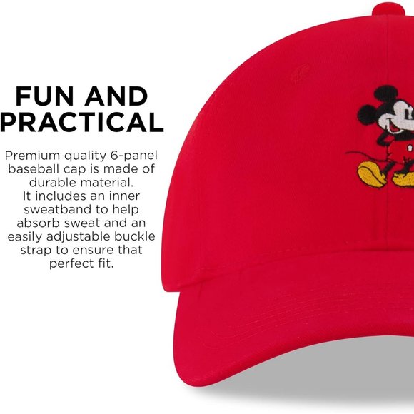 Men's Beautiful Mickey Mouse Adjustable Baseball Cap for Adult - Red - Picture 6 of 8